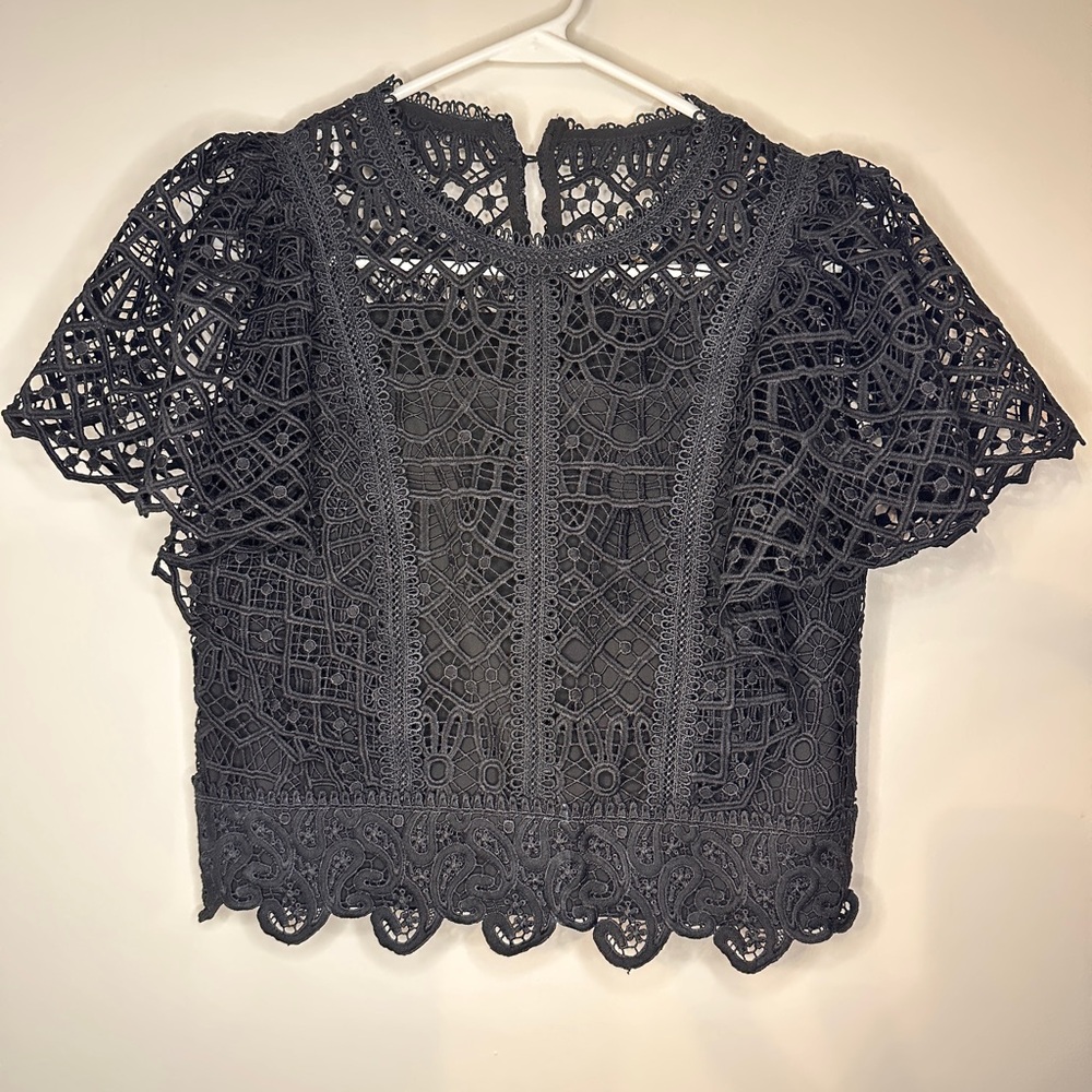 Elegant Black Lace Womens Top